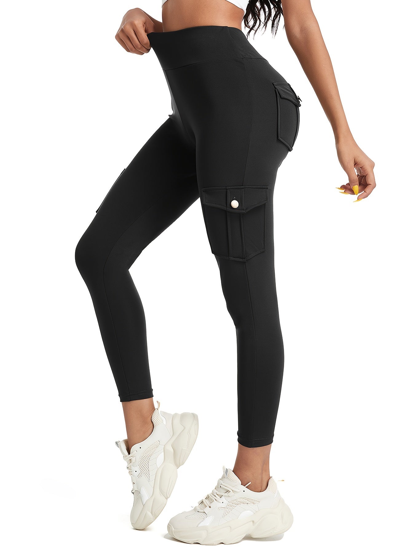 High-Waist Yoga Leggings with Multiple Pockets – Soft, Stretchy & Stylish for Running, Gym, and Everyday Wear