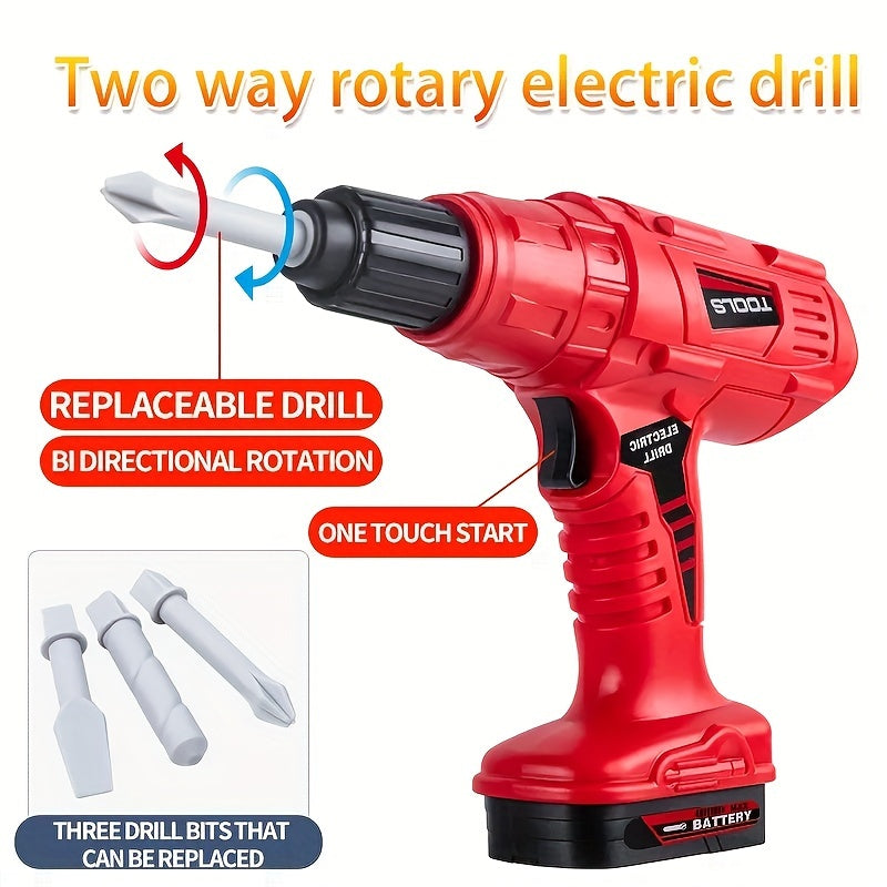 I-Children's Electric Drill Tool Box Isethi Yabafana, Ukulungisa Ukulingisa Isaha Kagesi, Isikulufu Sokulungisa Izingane, I-Play House