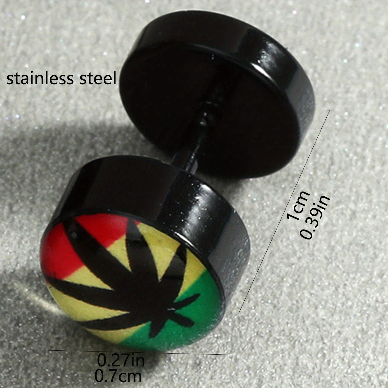 1 Pair Funky Maple Leaf Stainless Steel Stud Earrings - Colorful Design, Non-Magnetic, Hypoallergenic Posts for Casual Attire