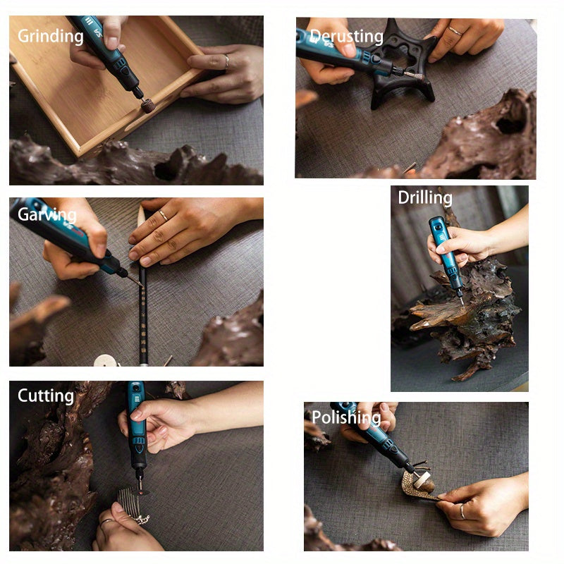 Mini Electric Grinder Pen Set – USB Rechargeable Handheld Engraving & Polishing Tool, Compact Rotary Grinder for Jade, Jewelry, Wood, and DIY Projects