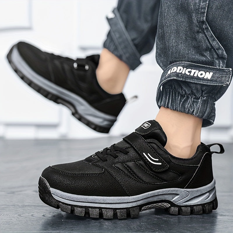 Men's Breathable Casual Shoes - Comfy, Soft Sole Sneakers with Hook and Loop Fastener for Outdoor Jogging