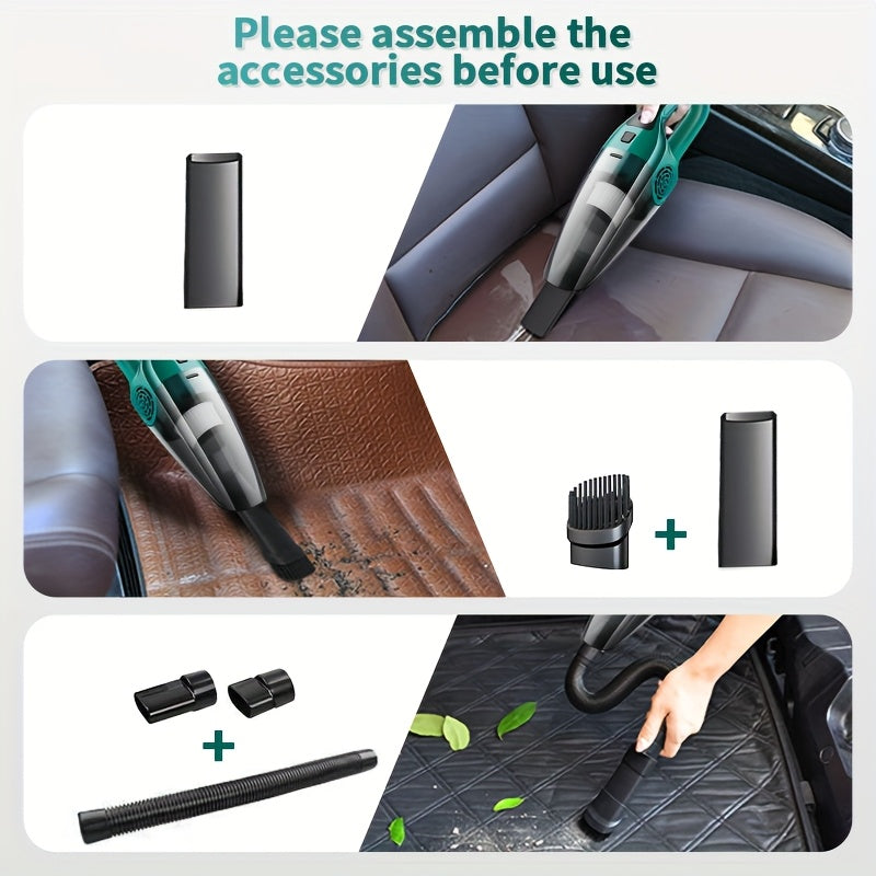 12V Car Vacuum Cleaner with Strong Suction, 3-5m Cord, 4 Cleaning Modes & 2 Nozzles - Compact Handheld Design for Car Interior, Pet Hair, Dust, and Debris Removal, Vacuum Cleaner for Car, Pet Hair Remover, Modern Aesthetic, D