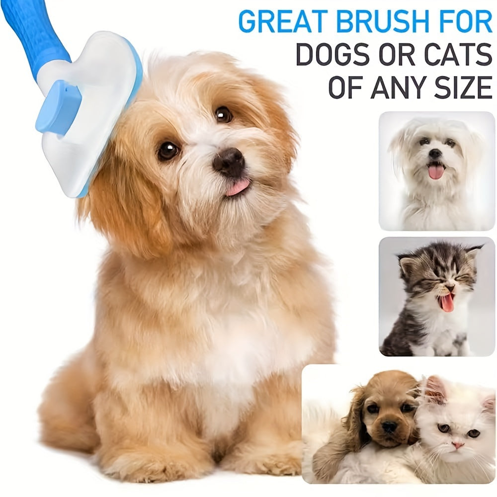 Heavy-Duty Pet Grooming Comb & Deshedding Brush – One-Click Hair Release, Dual Grip Tool for Dogs & Cats – Removes Loose Fur, Reduces Shedding, Prevents Matting, Promotes Healthy Coat – Perfect for Long-Haired Breeds