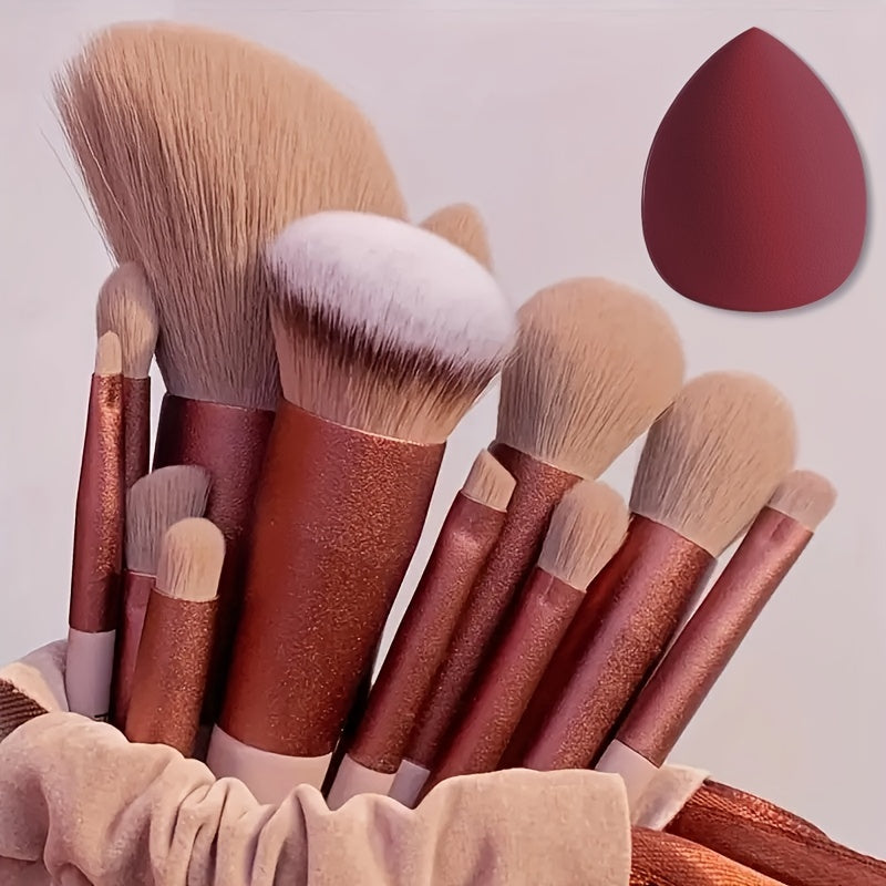 13PCS Soft Fluffy Makeup Brushes Set With Makeup Sponge For Cosmetics Foundation Blush Powder Eyeshadow Kabuki Blending Makeup Brush Beauty Tool