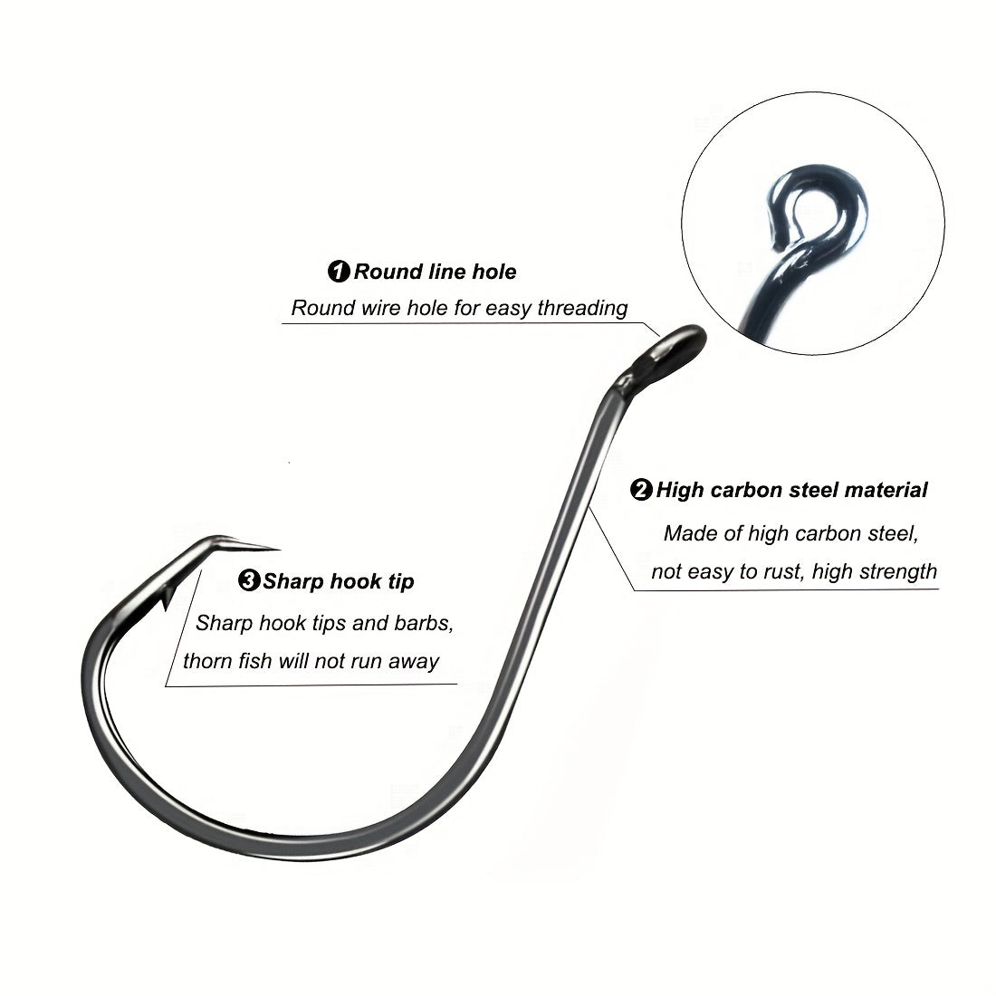 50/150pcs Premium Octopus Circle Barbed Hooks - High-Quality Offset Fishing Hooks for Catfish, Freshwater Fishing Tackle - Durable, Corrosion-Resistant, and Sharp Hooks in Various Sizes (1/0, 2/0, 3/0, 4/0, 5/0, 6/0)
