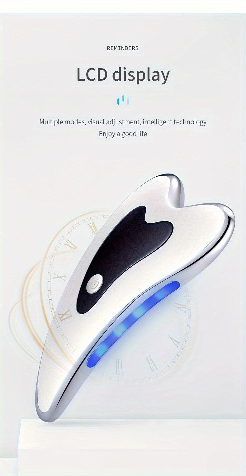 Electric gua sha tool, face neck body massager, two modes vibration heating massage tool, home convenient beauty instrument