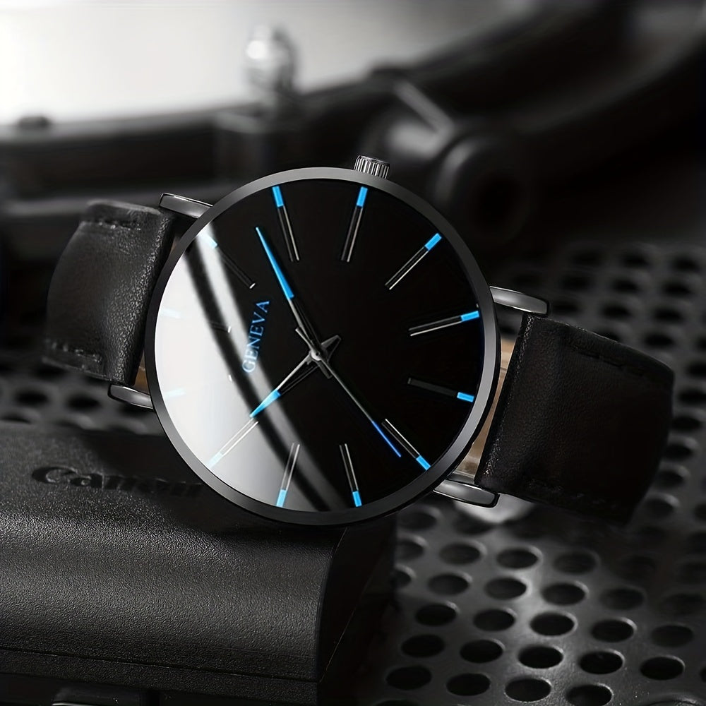 3pcs/set - Elegant Men's Quartz Watch with Matching Bracelet and Necklace - Stylish Timepiece, Perfect for Gifting on Special Occasions