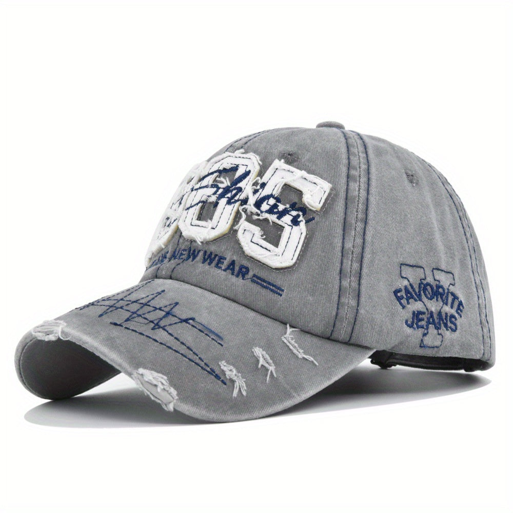 1985 Embroidery Ripped Baseball Cap Washed Distressed Patch Adjustable Dad Hat Vintage Lightweight Sports Hat