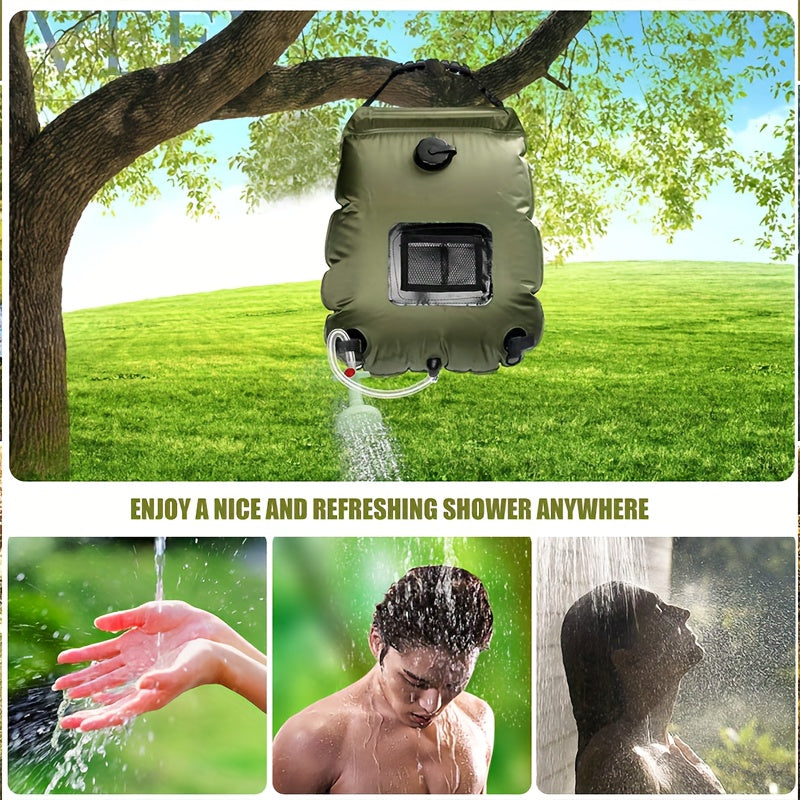 5 Gallon Solar-Powered Portable Shower Bag - Rapid Heating, Removable Hose & Adjustable Showerhead for Ultimate Outdoor Hygiene on Camping, Hiking, Beach Trips