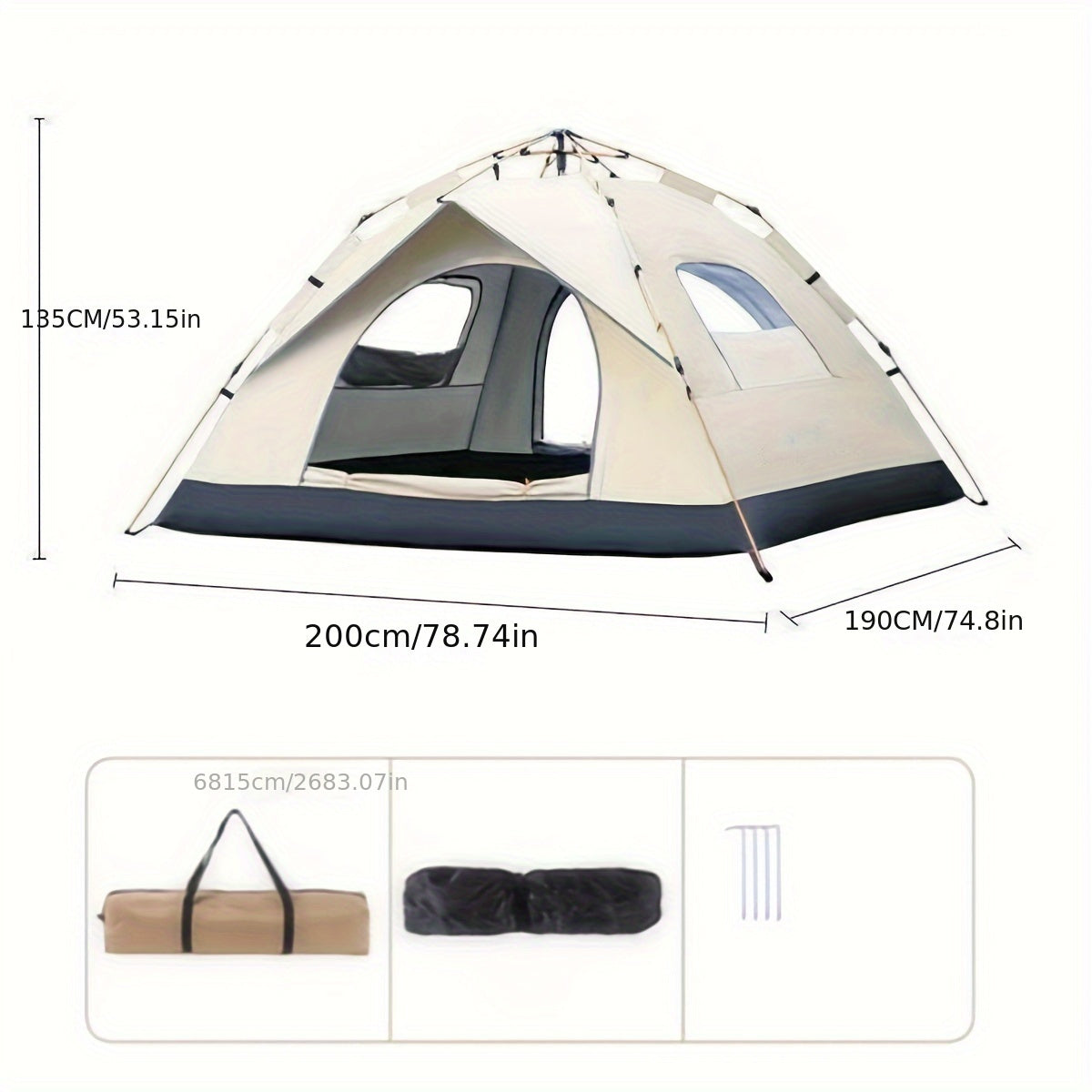QuickSet 2-3/3-4 Person Portable Camping Tent - Waterproof, Sun-Protected, Automatic Quick-Opening Design - Ideal for Outdoor Travel, Beach, Fishing, Hiking Adventures