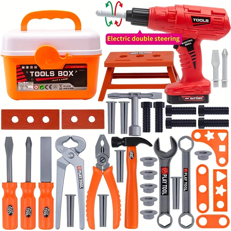 I-Children's Electric Drill Tool Box Isethi Yabafana, Ukulungisa Ukulingisa Isaha Kagesi, Isikulufu Sokulungisa Izingane, I-Play House