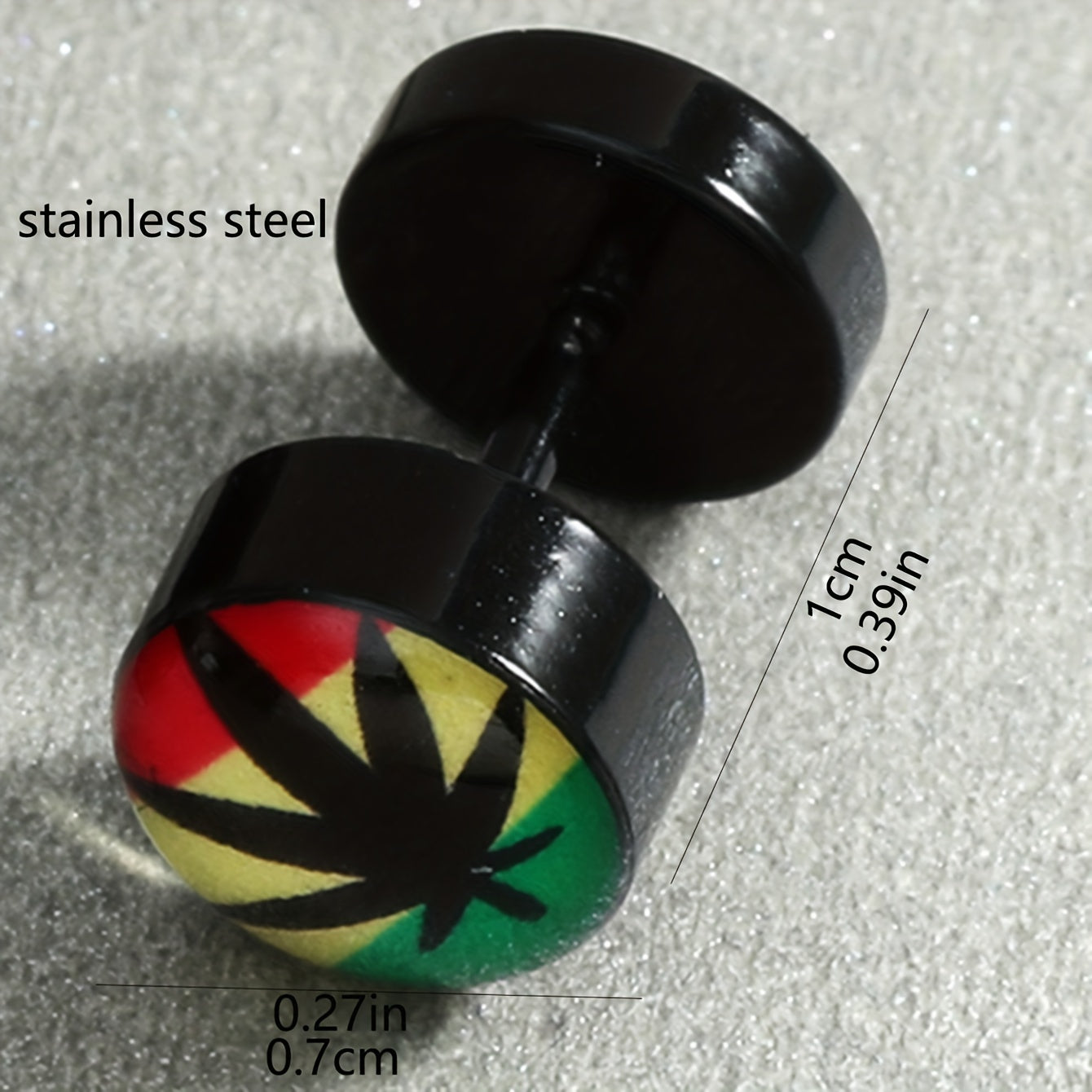 1 Pair Funky Maple Leaf Stainless Steel Stud Earrings - Colorful Design, Non-Magnetic, Hypoallergenic Posts for Casual Attire
