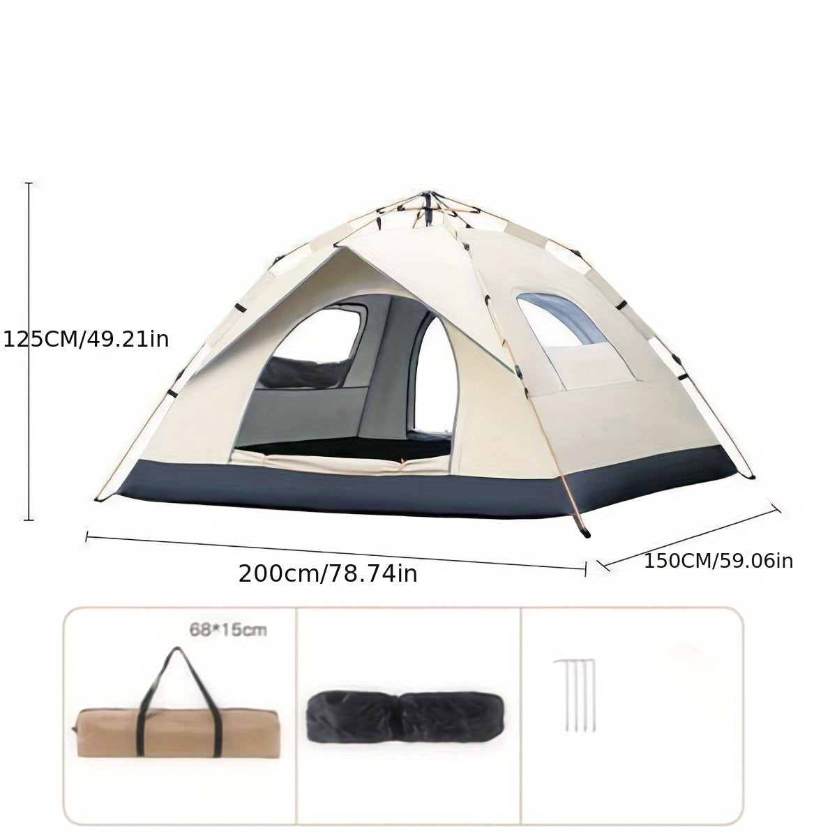 QuickSet 2-3/3-4 Person Portable Camping Tent - Waterproof, Sun-Protected, Automatic Quick-Opening Design - Ideal for Outdoor Travel, Beach, Fishing, Hiking Adventures