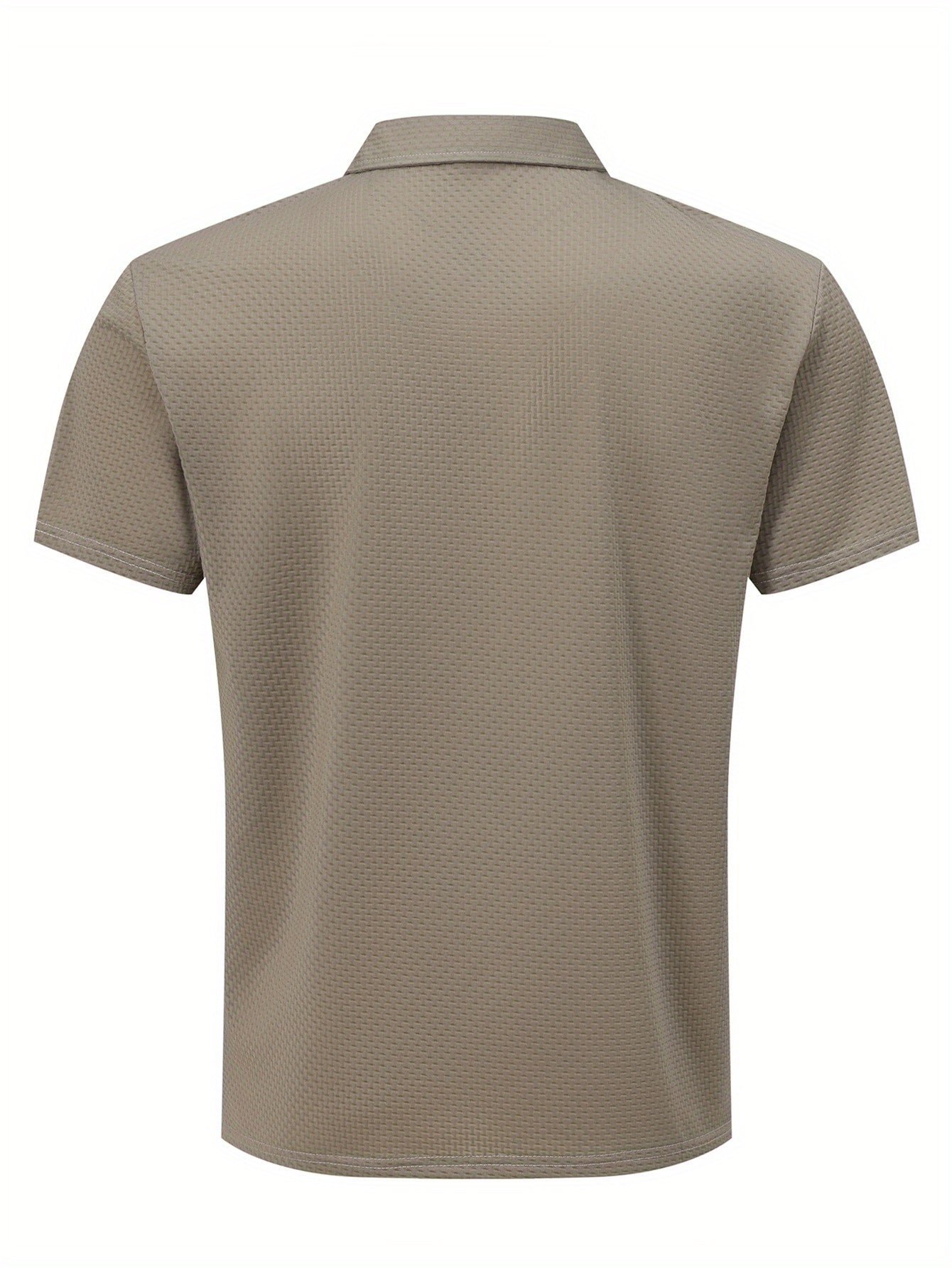 KWAY Men'S Breathable Summer Shirt - Lightweight Stretch Fabric, Solid Color with Contrast Collar & Chest Logo, Quick-Dry Golf & Business Casual Short Sleeve Top for Casual Attire, Breathable Summer Shirt, Golf Apparel, Sleek