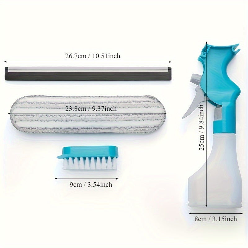 4-in-1 Glass Cleaner Brush – Multipurpose Window & Mirror Cleaning Tool with Spray, Scrub, Wipe & Scrape Functions for Bathroom, Tile & Household Surfaces