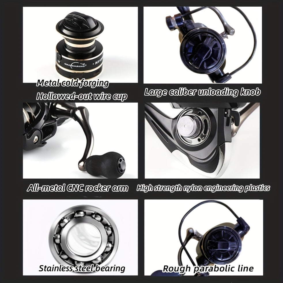 1pc 14 Ball Bearings Two Colors Metal Spinning Fishing Reel For Long Casting & Freshwater Fishing