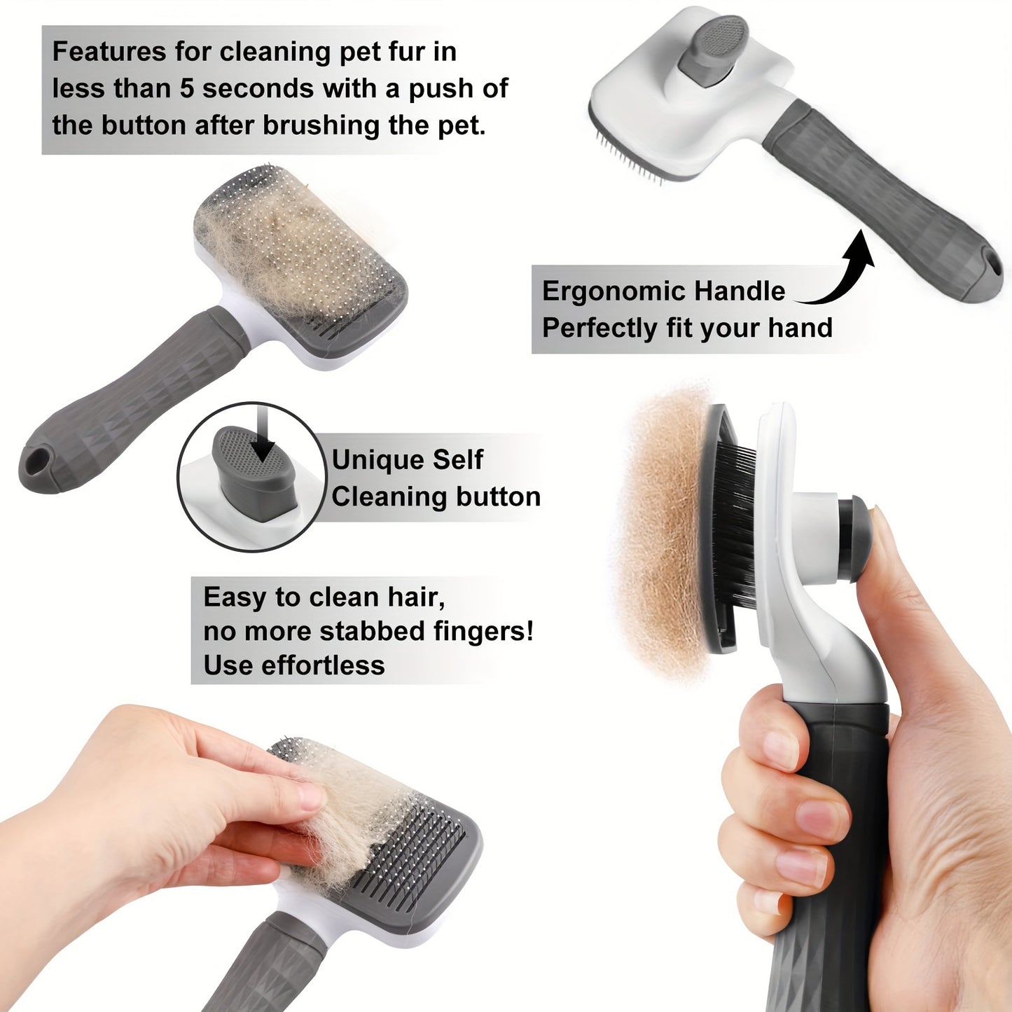 Heavy-Duty Pet Grooming Comb & Deshedding Brush – One-Click Hair Release, Dual Grip Tool for Dogs & Cats – Removes Loose Fur, Reduces Shedding, Prevents Matting, Promotes Healthy Coat – Perfect for Long-Haired Breeds