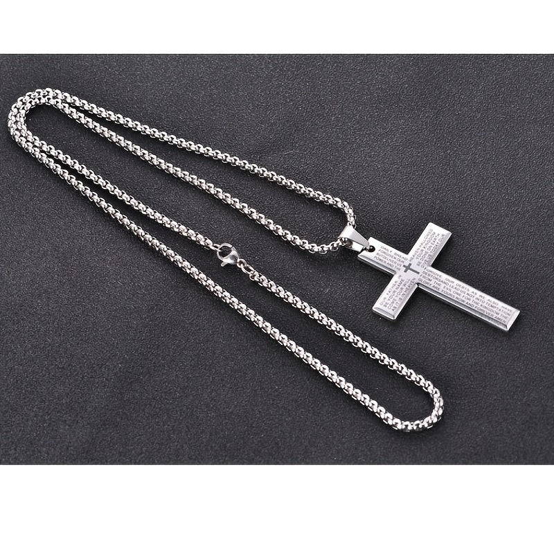 1pc Trendy Cross Pendant Necklace - Men's Fashion Necklaces for Father's Day Gift, Stylish Accessories for Him, Ideal Present for Dad, Husband, Boyfriend
