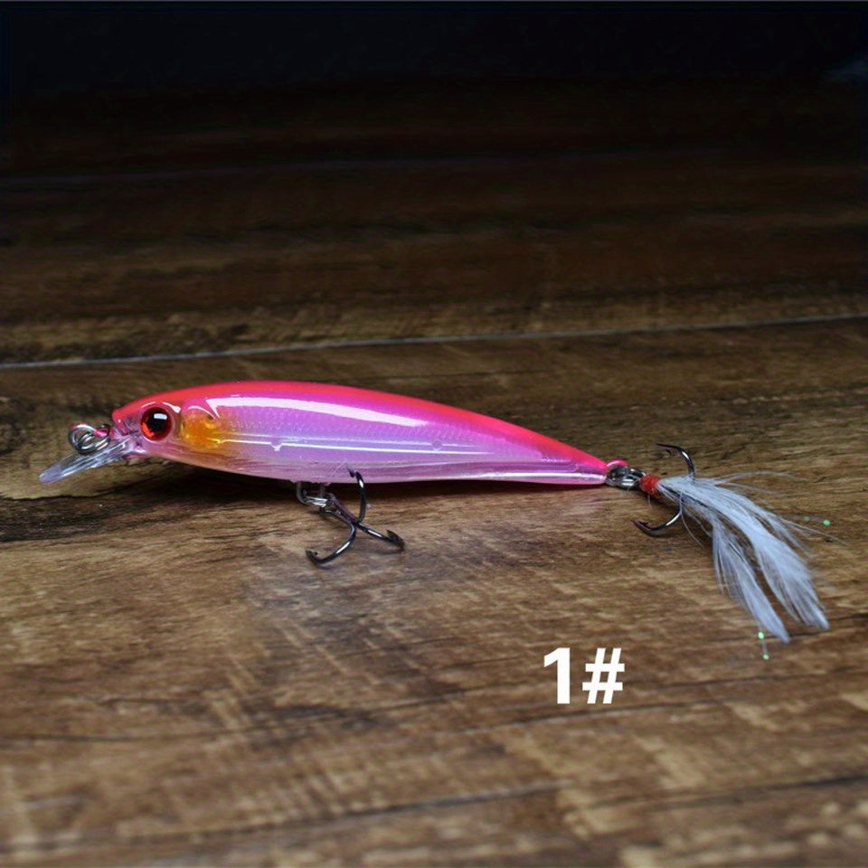 1pc Realistic 3D Bionic Minnow Fishing Lure - Lifelike Laser Eyes, Soft Feather Teaser, and Sharp Treble Hook for Aggressive Strikes - 90mm, 7g Artificial Hard Bait for Outdoor Freshwater and Saltwater Fishing Adventures