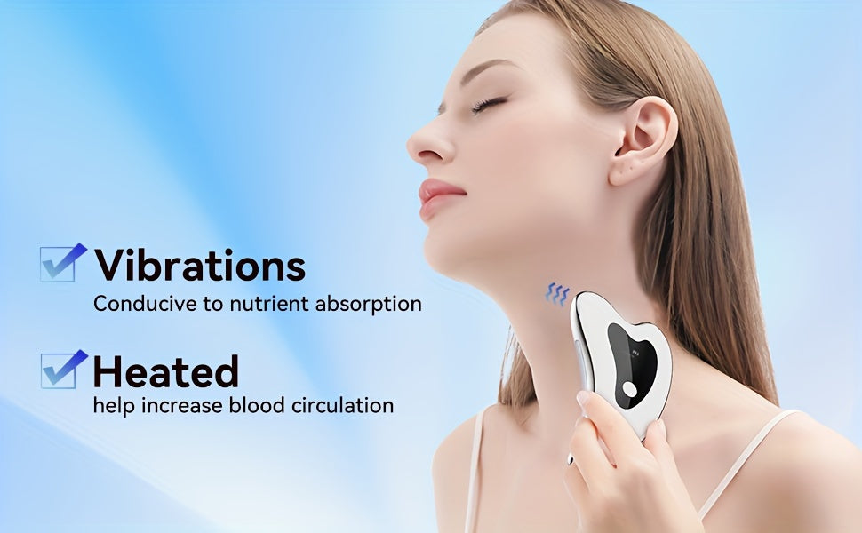 Electric gua sha tool, face neck body massager, two modes vibration heating massage tool, home convenient beauty instrument