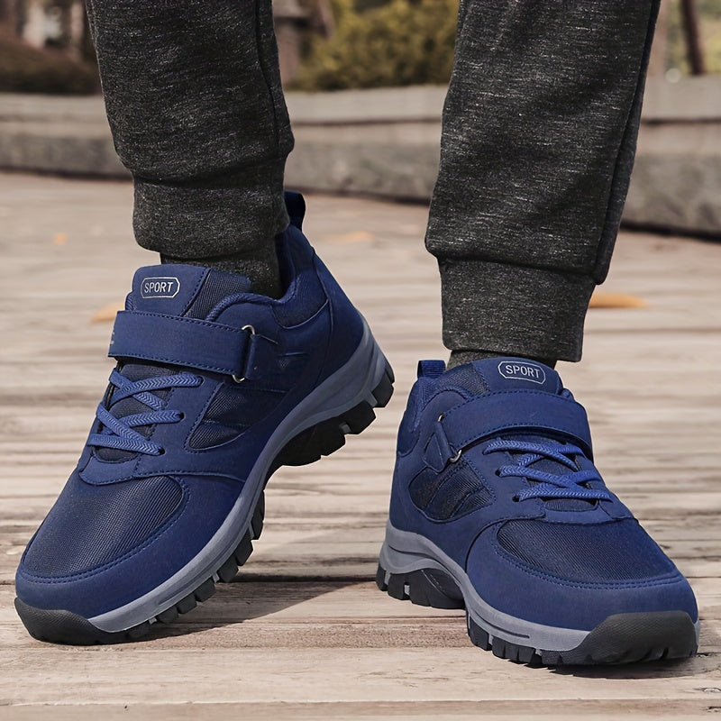 Men's Breathable Casual Shoes - Comfy, Soft Sole Sneakers with Hook and Loop Fastener for Outdoor Jogging