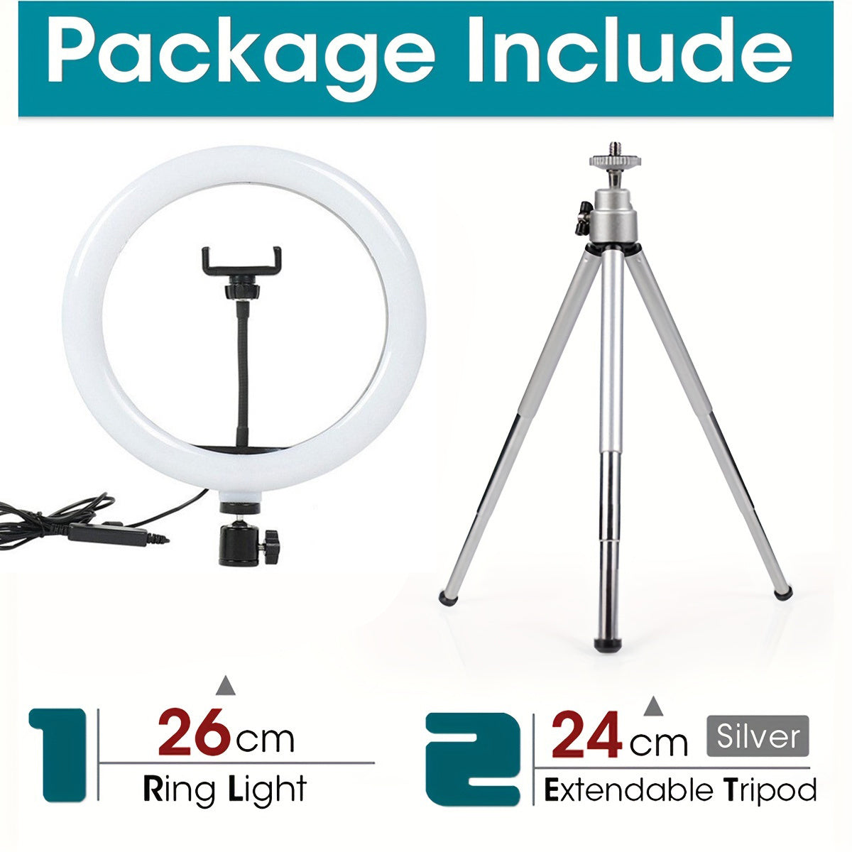 1pc 25.4cm Ring Fill Light With Adjustable Tripod Stand & Phone Holder, LED Selfie Circle Light For Tiktok YouTube Zoom Photography Makeup Live Stream