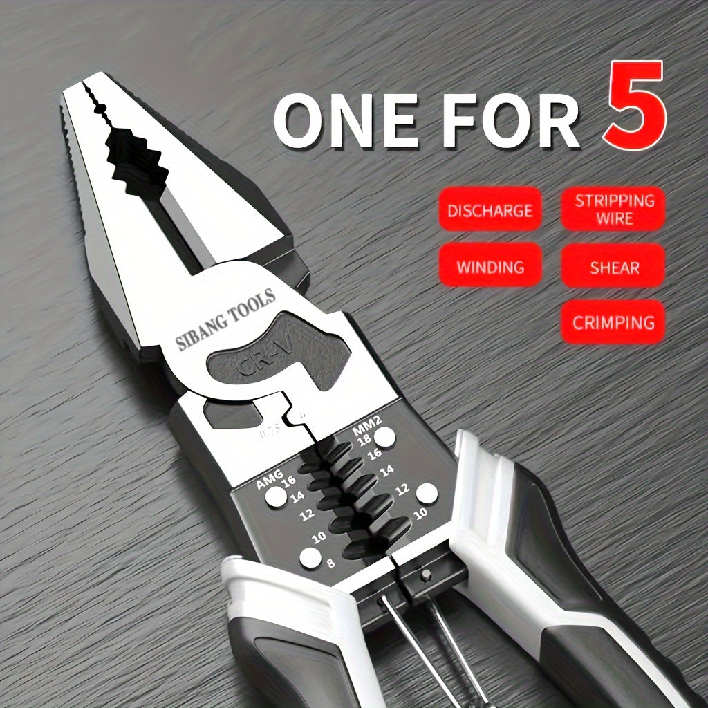 Multi-Function Combination Wire Cutter Pliers, Professional Hand Tool Automatic Wire Stripper Stripping Tools Wire Cutter, Industrial Grade Cutting Pliers With PVC Handle