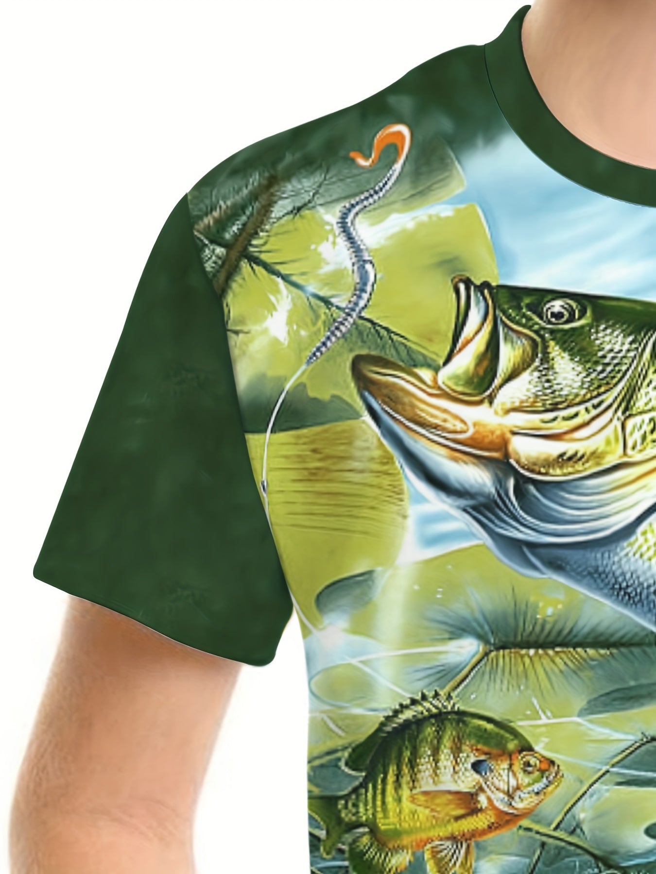 Knit Fishing Graphic Short Sleeve Crew Neck T-shirt For Boys, Cool Casual Breathable Summer Set Gift