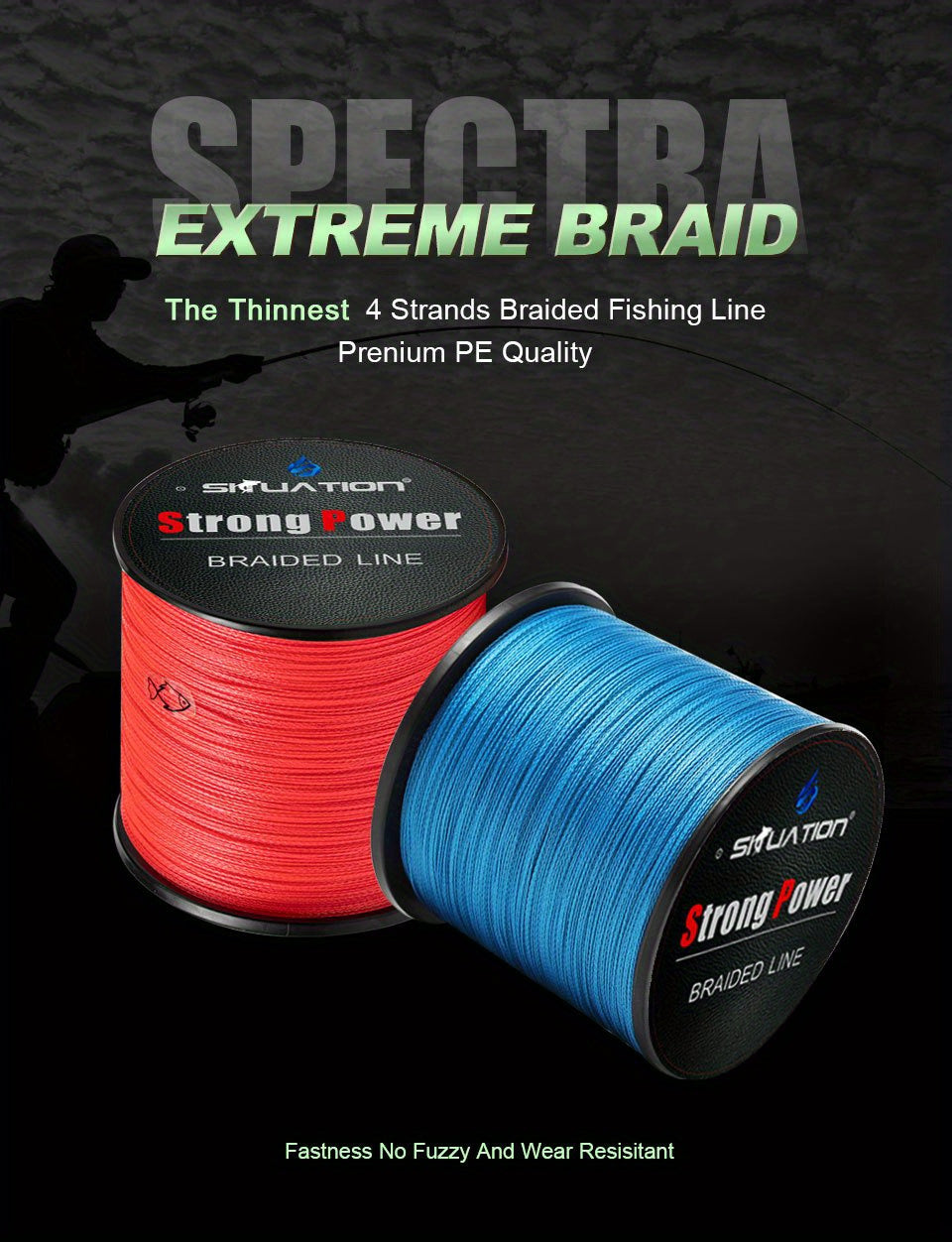 500m/1640ft Multifilament Fishing Line - Wear Resistant, 4-Strand PE Anti-abrasion Braided, Smooth Long Casting, 10/20/30/40/80LB (4.54/9.07/13.61/18.14/36.29KG) Pull Strength, Durable and Abrasion-Resistant for Fishing Enthu