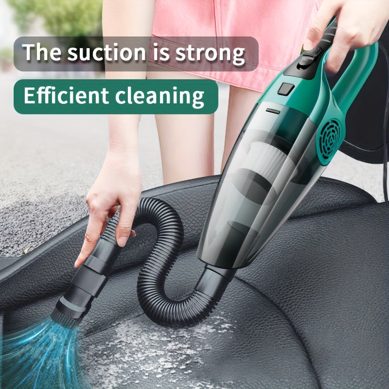 12V Car Vacuum Cleaner with Strong Suction, 3-5m Cord, 4 Cleaning Modes & 2 Nozzles - Compact Handheld Design for Car Interior, Pet Hair, Dust, and Debris Removal, Vacuum Cleaner for Car, Pet Hair Remover, Modern Aesthetic, D
