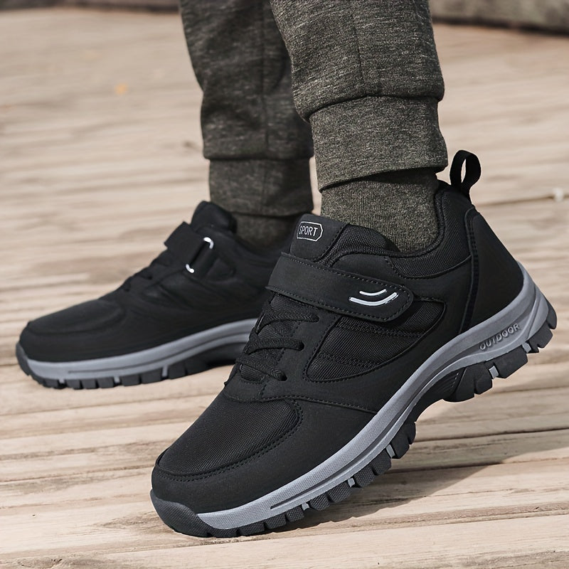Men's Breathable Casual Shoes - Comfy, Soft Sole Sneakers with Hook and Loop Fastener for Outdoor Jogging