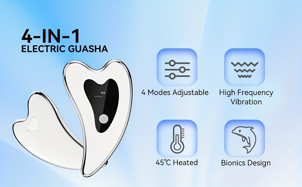Electric gua sha tool, face neck body massager, two modes vibration heating massage tool, home convenient beauty instrument