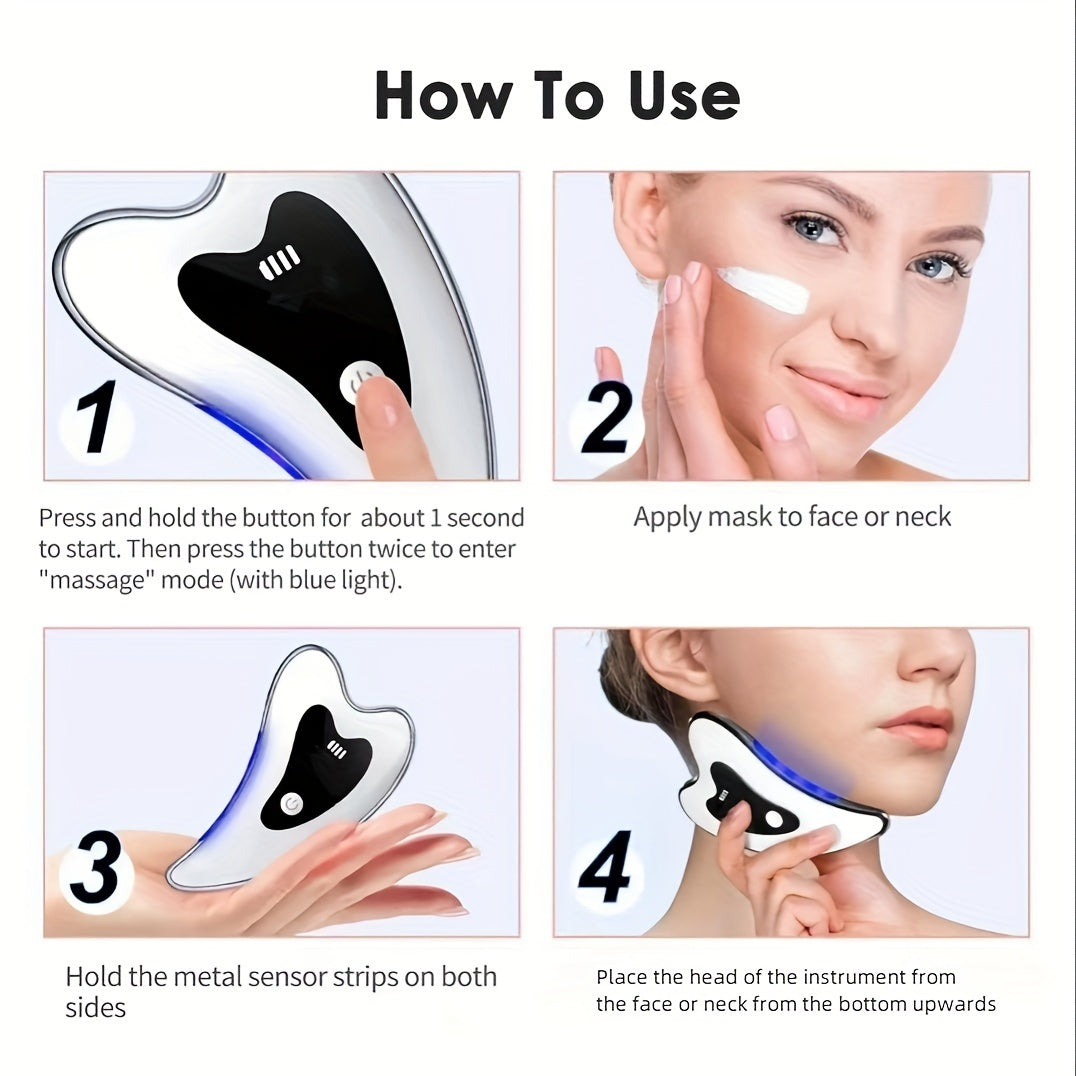 Electric gua sha tool, face neck body massager, two modes vibration heating massage tool, home convenient beauty instrument