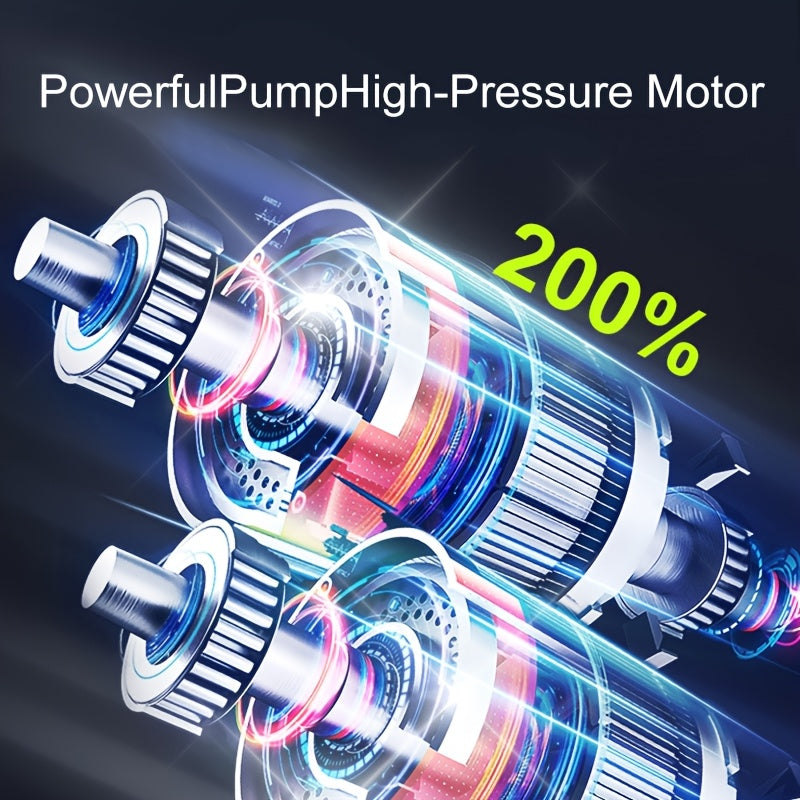 Portable Air Compressor Tire Inflator, 150PSI Car Tire Pump, Equipped with a Tire Pressure Gauge, LED Light, And a Three Times Faster One-Button Smart Cordless Tire Pump, Suitable for Cars, Motorcycles, Bicycle