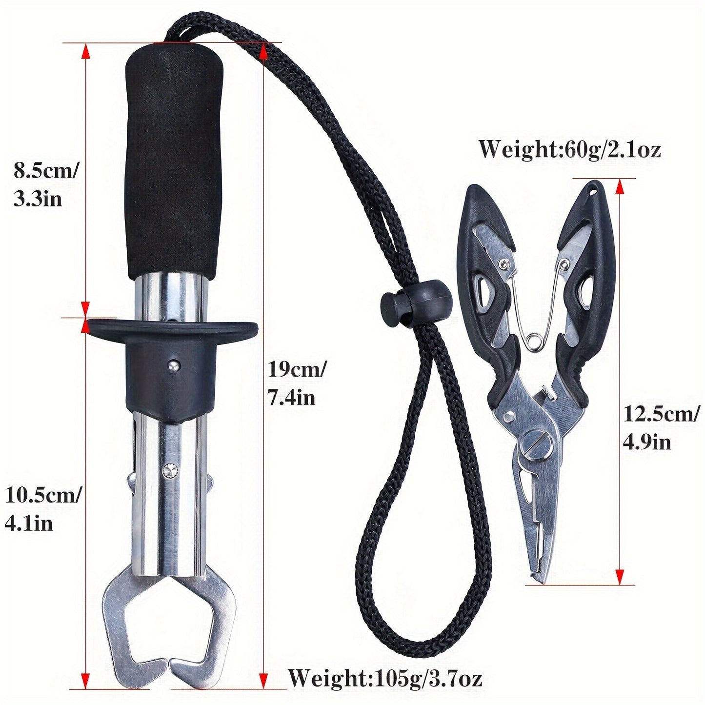 Complete Fishing Tool Set - Nets with Telescopic Folding Landing Net, EVA Handle, Durable Nylon Net Bag, Stainless Steel Fish Controller, and Fishing Pliers for Efficient Catching and Releasing