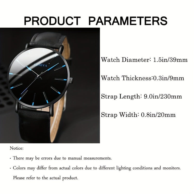 3pcs/set - Elegant Men's Quartz Watch with Matching Bracelet and Necklace - Stylish Timepiece, Perfect for Gifting on Special Occasions