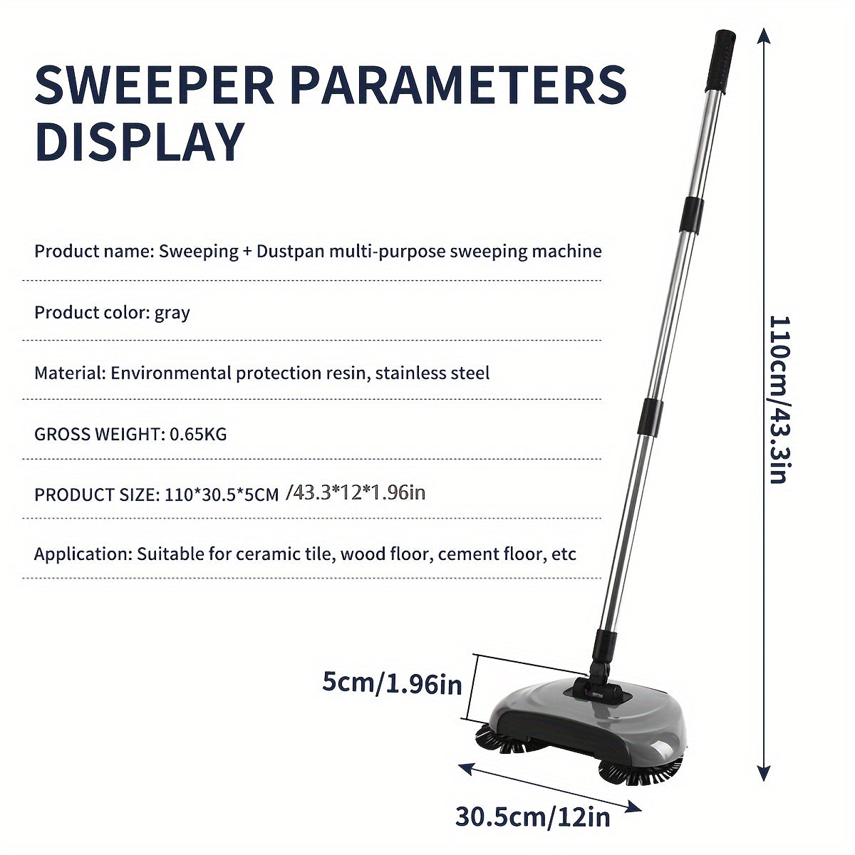 1set, 3-in-1 Multifunctional Hand Push Sweeper, Vacuum Cleaner, Hand Push Sweeping And Moping Machine, To Remove Garbage, Pet Hair And Dust, Dry And Wet Use, Suitable For Hardwood Ceramic Tiles, Cleaning Supplies