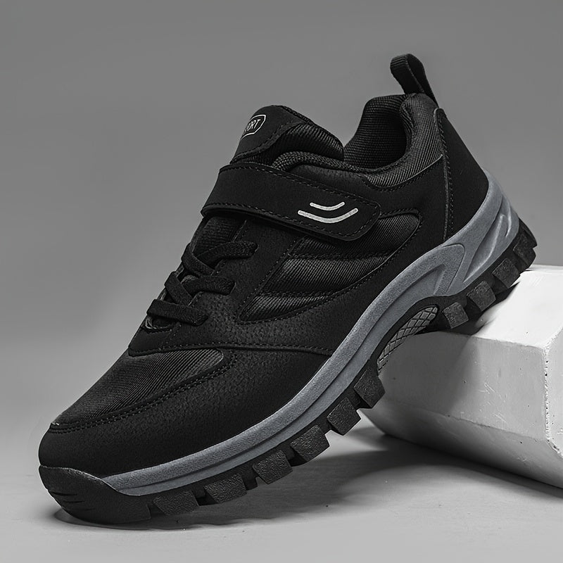 Men's Breathable Casual Shoes - Comfy, Soft Sole Sneakers with Hook and Loop Fastener for Outdoor Jogging