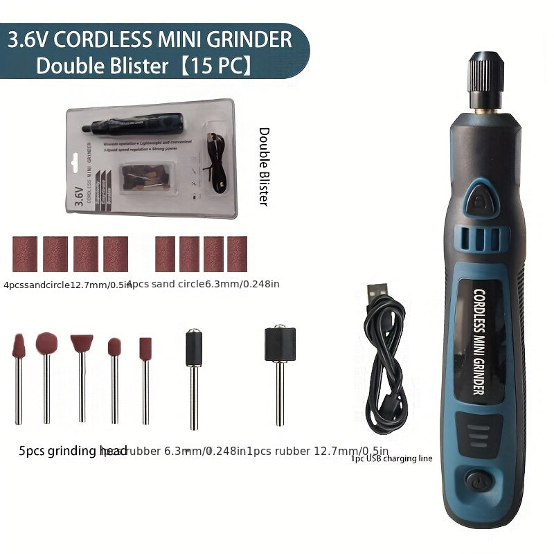 Mini Electric Grinder Pen Set – USB Rechargeable Handheld Engraving & Polishing Tool, Compact Rotary Grinder for Jade, Jewelry, Wood, and DIY Projects
