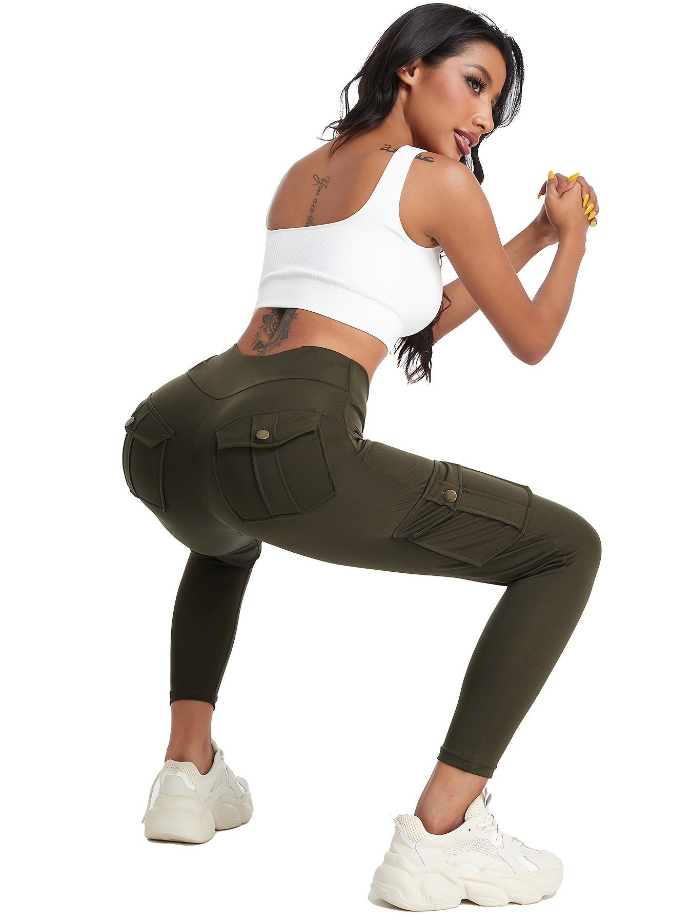 High-Waist Yoga Leggings with Multiple Pockets – Soft, Stretchy & Stylish for Running, Gym, and Everyday Wear