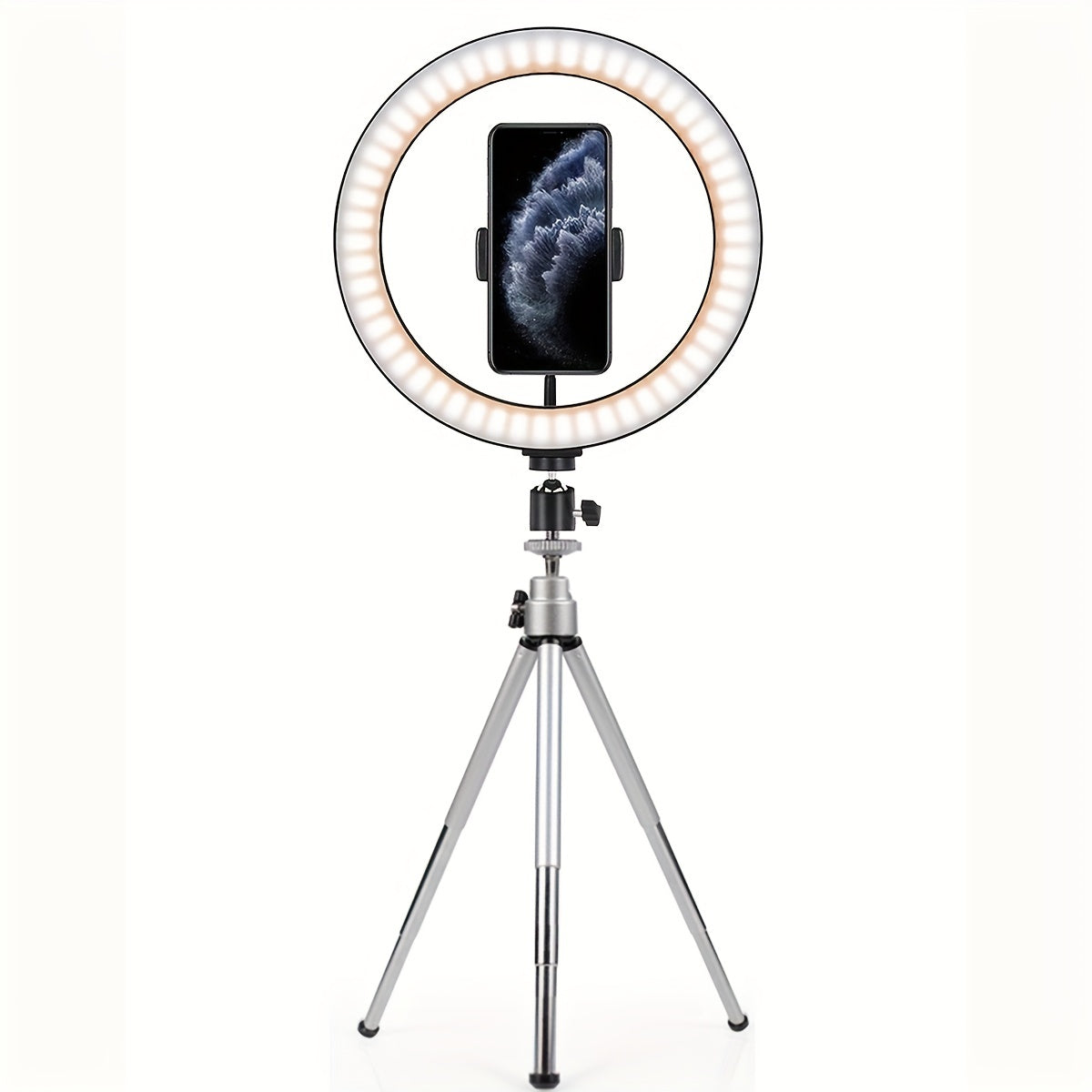 1pc 25.4cm Ring Fill Light With Adjustable Tripod Stand & Phone Holder, LED Selfie Circle Light For Tiktok YouTube Zoom Photography Makeup Live Stream