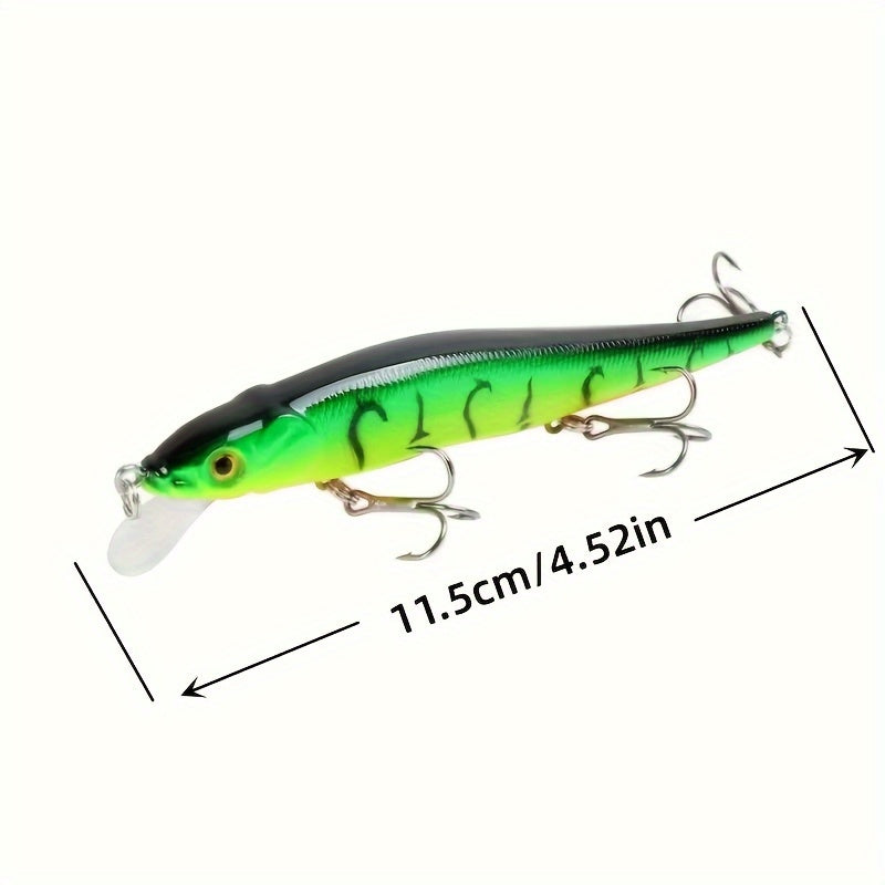 1pc 11.5cm/14g Lifelike Minnow Plastic Simulation Lure - Premium Hard Bait with 3 Sharp Treble Hooks for Pike Carp Fishing - Artificial Bait with Realistic Swimming Action