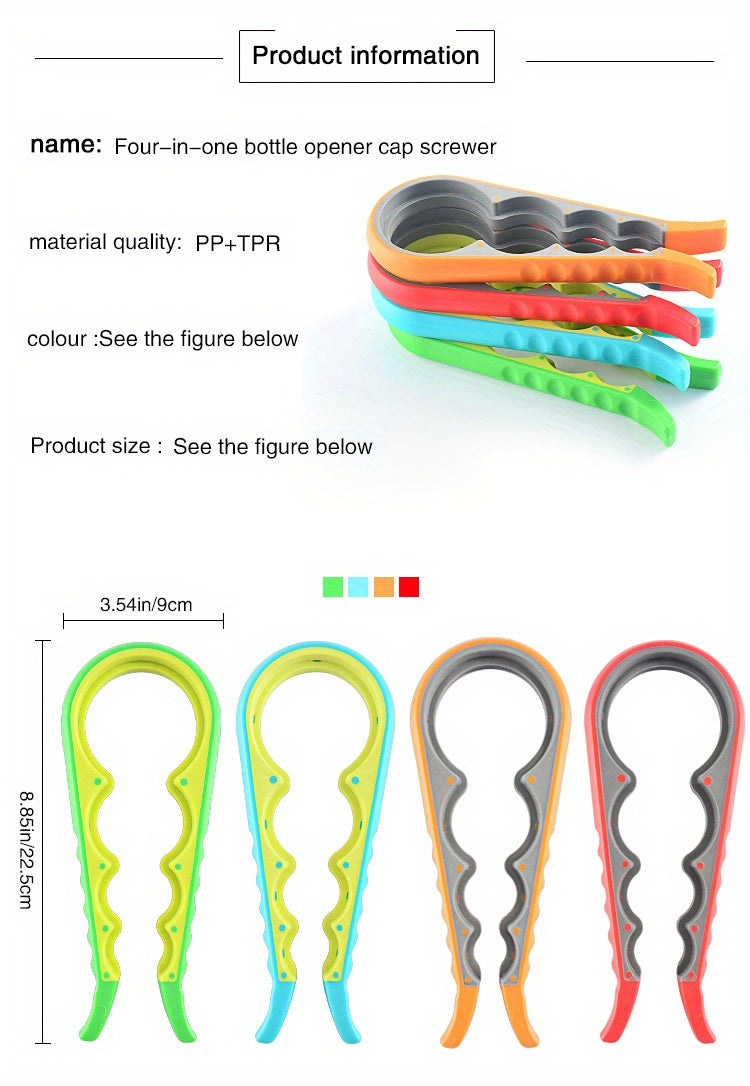 1pc Multifunctional Lid Opening Tool Four-in-one Twisting Lid Opening Canning Device Labor-saving Lid Opener Kitchen Life Supplies Bottle Opener Can Opener