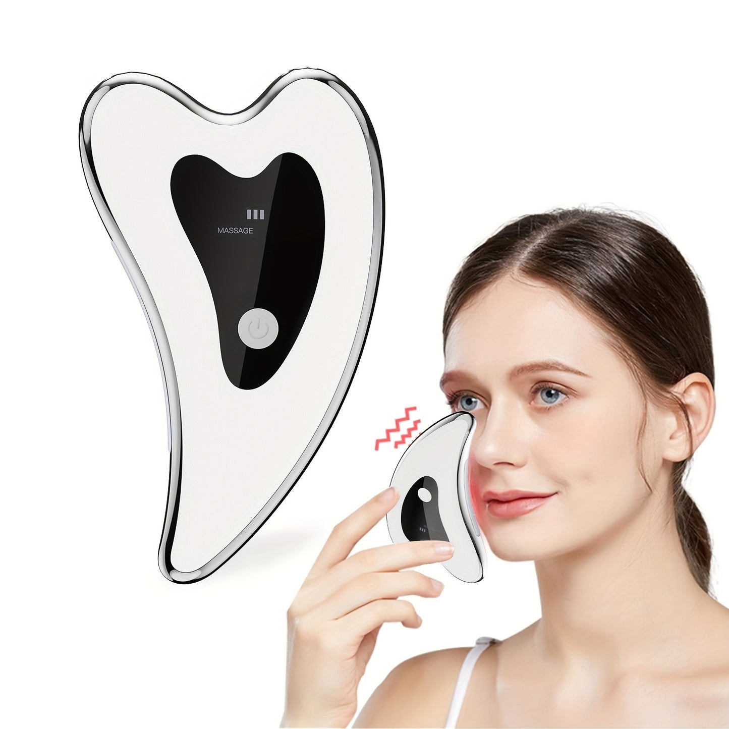 Electric gua sha tool, face neck body massager, two modes vibration heating massage tool, home convenient beauty instrument