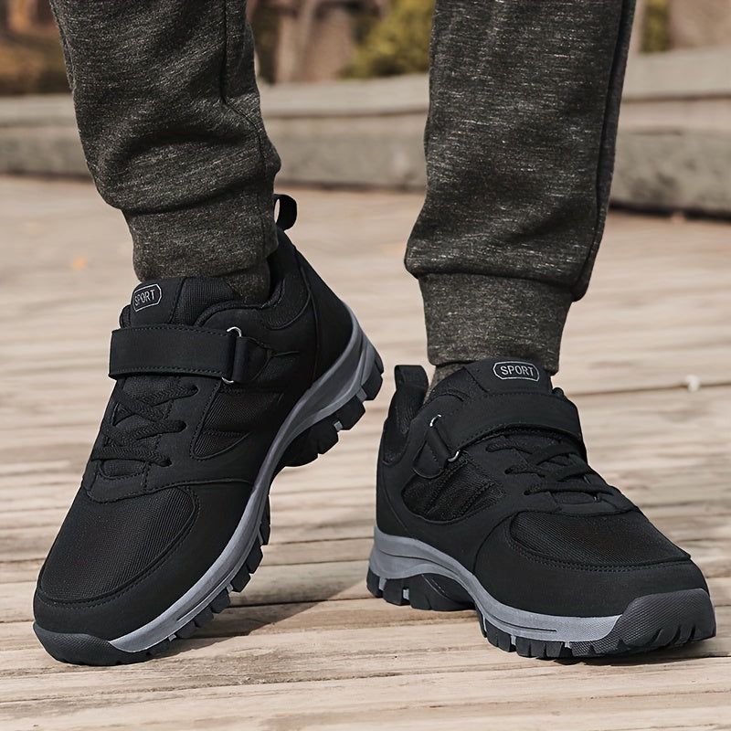 Men's Breathable Casual Shoes - Comfy, Soft Sole Sneakers with Hook and Loop Fastener for Outdoor Jogging