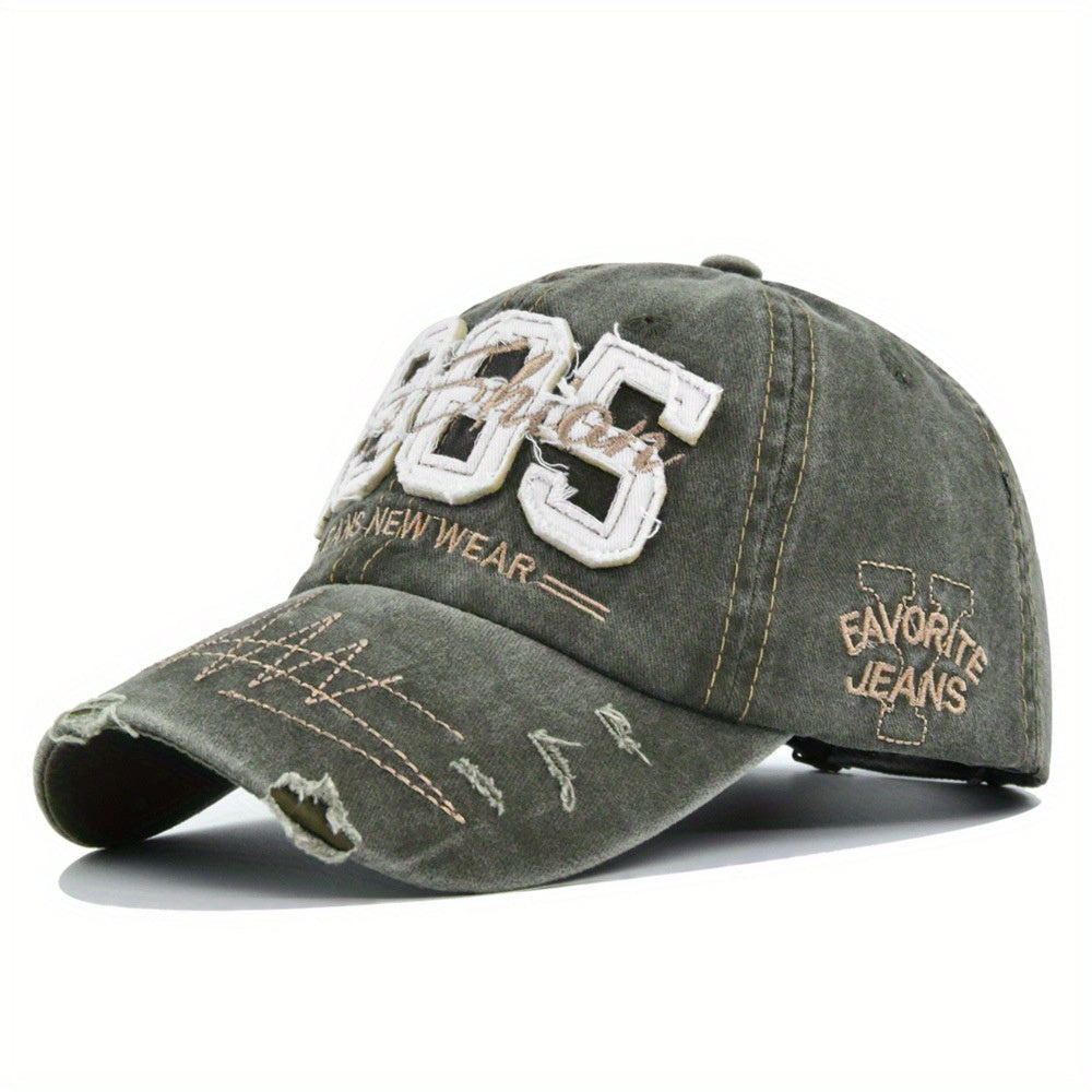 1985 Embroidery Ripped Baseball Cap Washed Distressed Patch Adjustable Dad Hat Vintage Lightweight Sports Hat