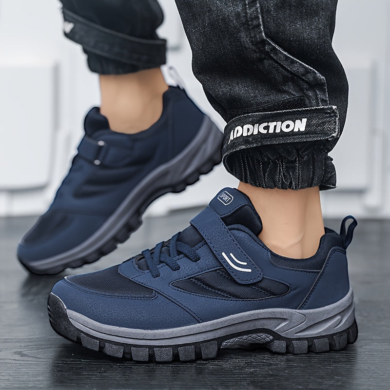 Men's Breathable Casual Shoes - Comfy, Soft Sole Sneakers with Hook and Loop Fastener for Outdoor Jogging