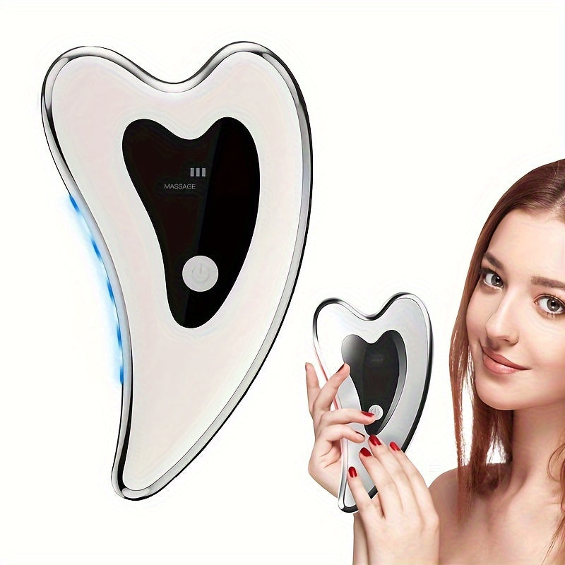 Electric gua sha tool, face neck body massager, two modes vibration heating massage tool, home convenient beauty instrument