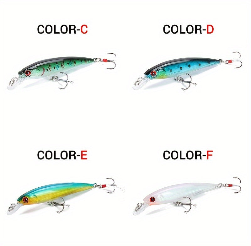 10pcs Premium 3D Bionic Fishing Lures with Laser Eyes - Artificial Hard Baits for Catching More Fish - Feather Hook, 9cm/7.2g, Lifelike Swimming Action, Durable and Long-Lasting