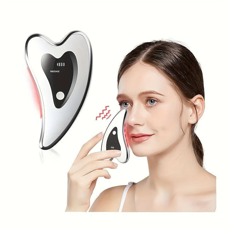 Electric gua sha tool, face neck body massager, two modes vibration heating massage tool, home convenient beauty instrument